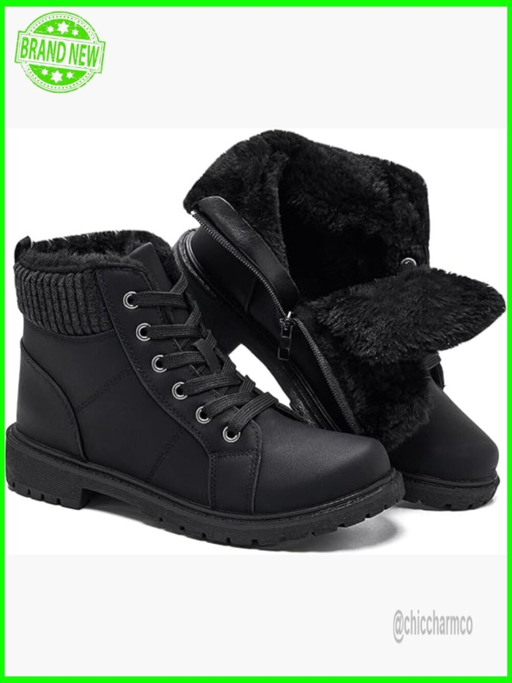 Lace Up Combat Boots Ankle Booties Winter Snow Boots Side Zipper Short Boots